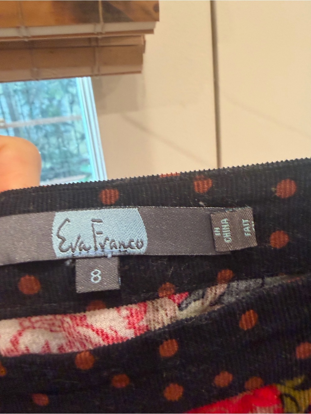 Eva Franco Black Skirt with red flowers and Polka Dots
